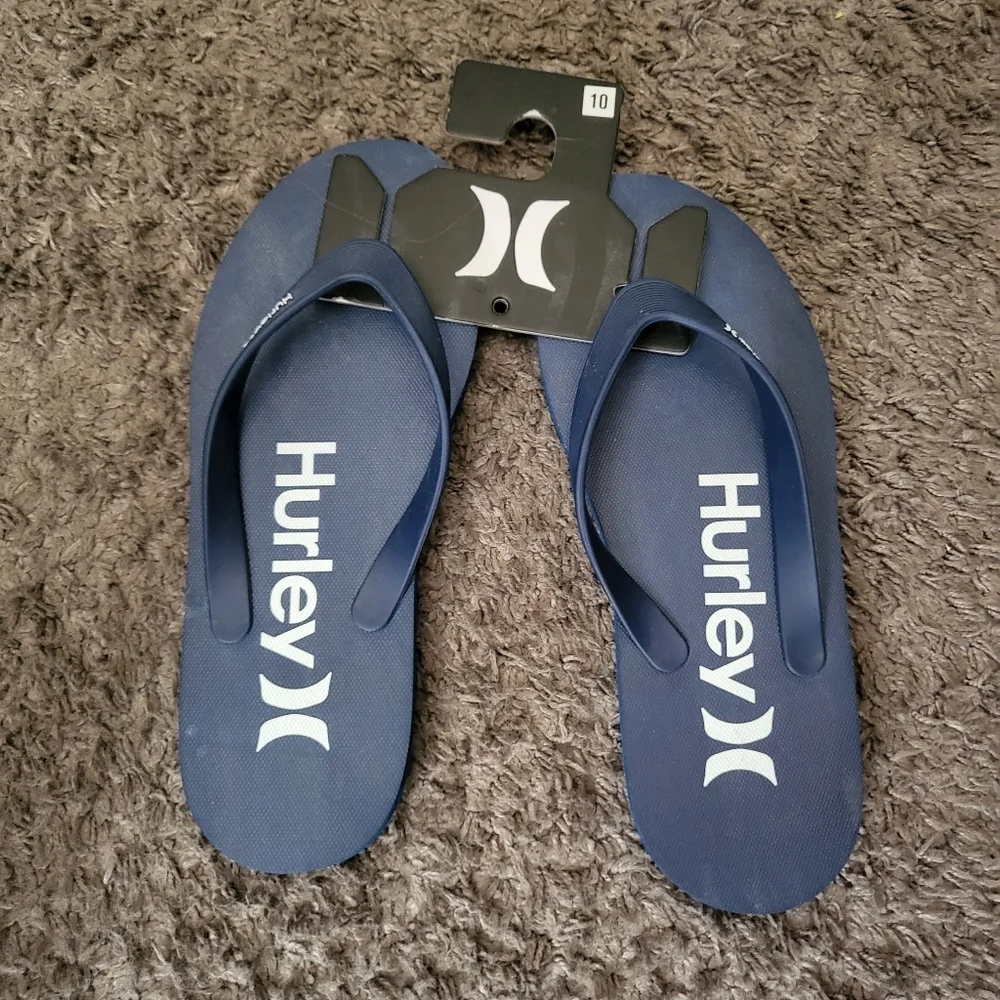 Hurley Men Blue Flip Flops Size 10 NWT 042025 - Picture 1 of 5